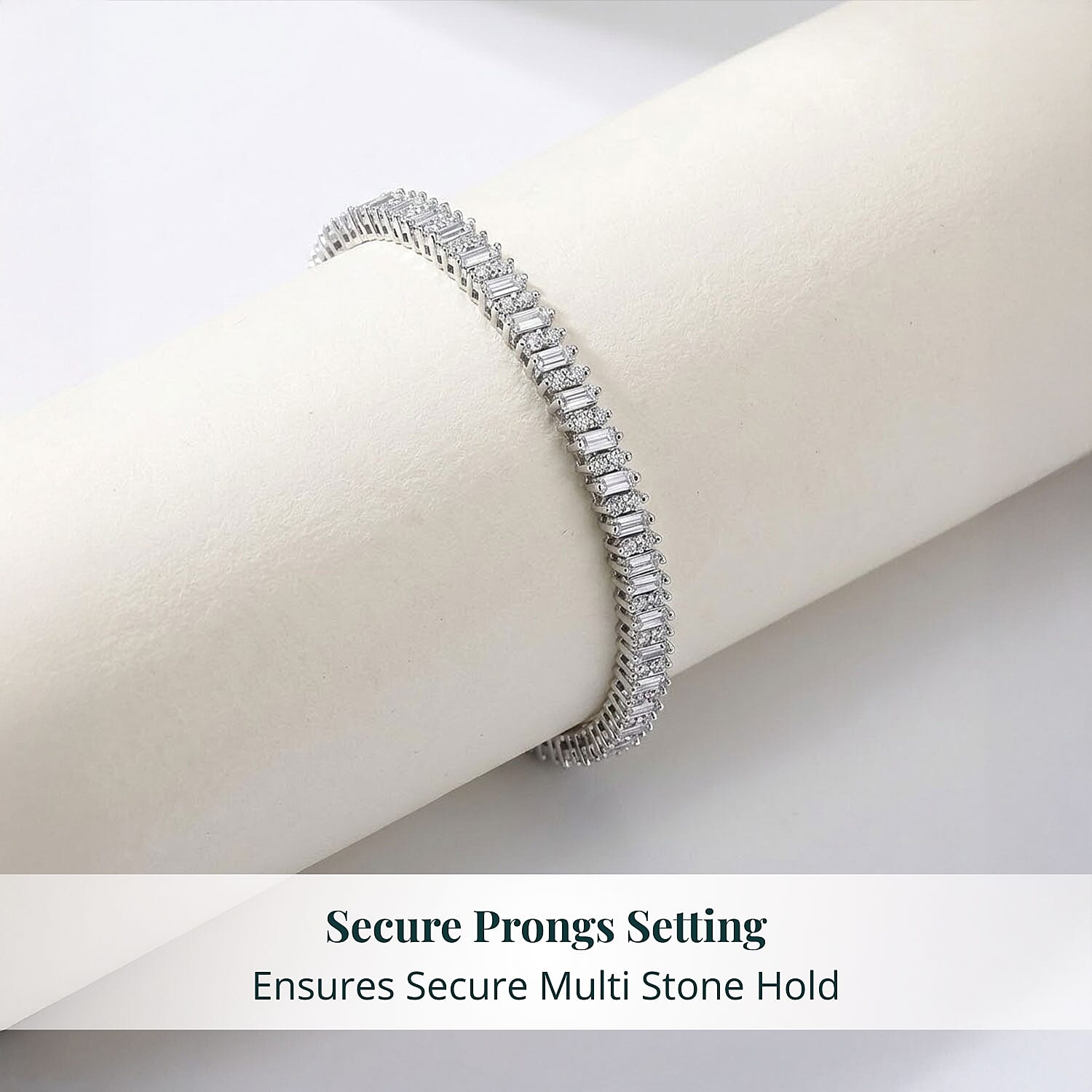 Luxuriant Lab Grown Diamond G-H SI 3.50 ctw Matrix Line Bracelet in Rhodium Over Sterling Silver (7.25 In)
