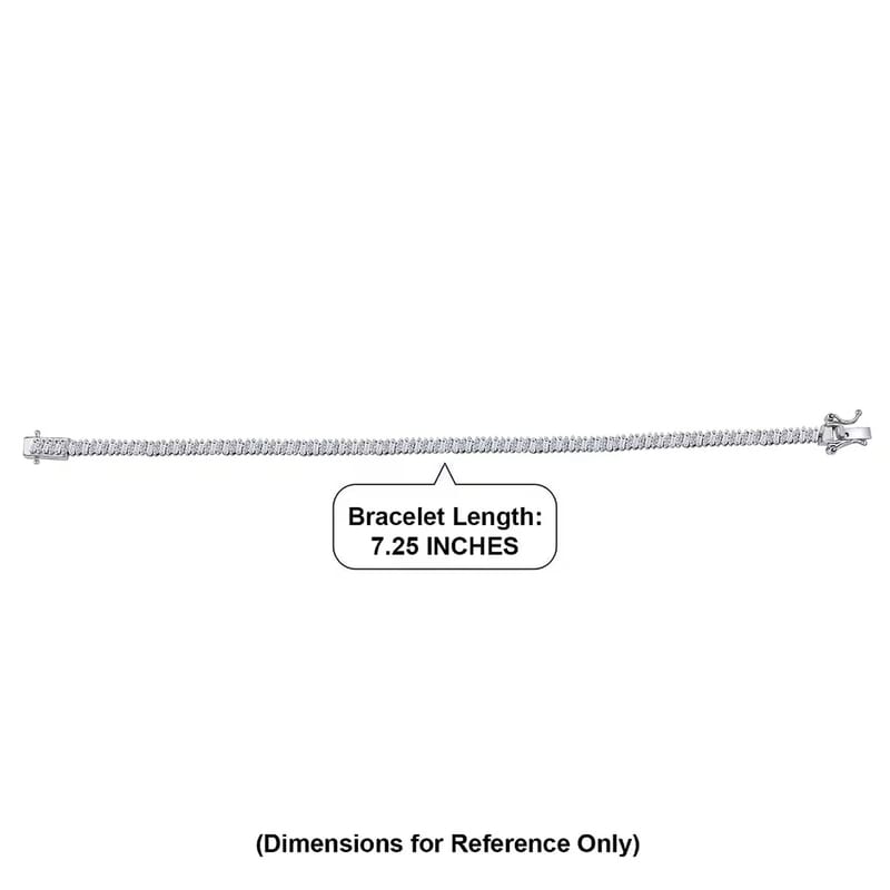 Luxuriant Lab Grown Diamond G-H SI 3.50 ctw Matrix Line Bracelet in Rhodium Over Sterling Silver (7.25 In)