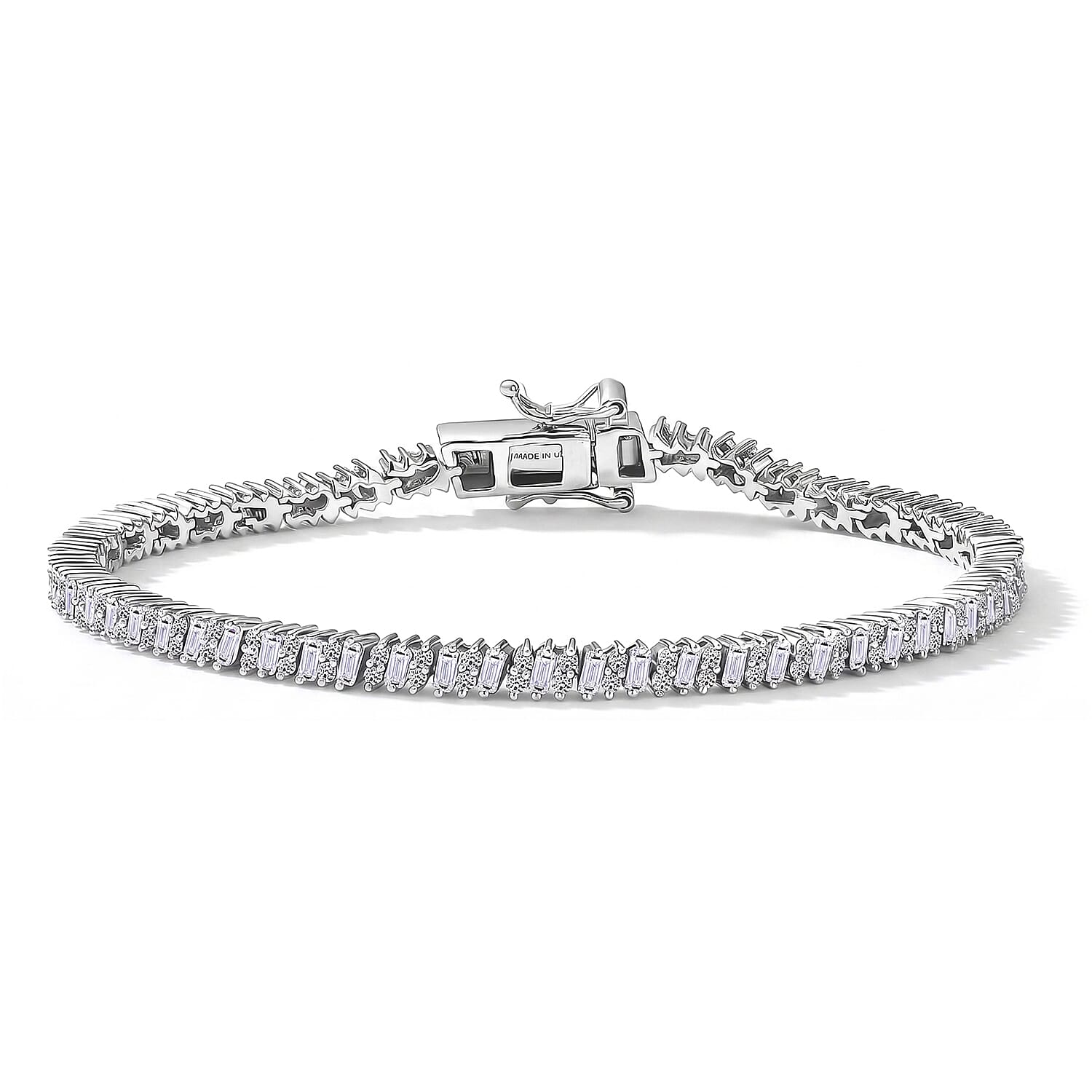 Luxuriant Lab Grown Diamond G-H SI 3.50 ctw Matrix Line Bracelet in Rhodium Over Sterling Silver (8.00 In)
