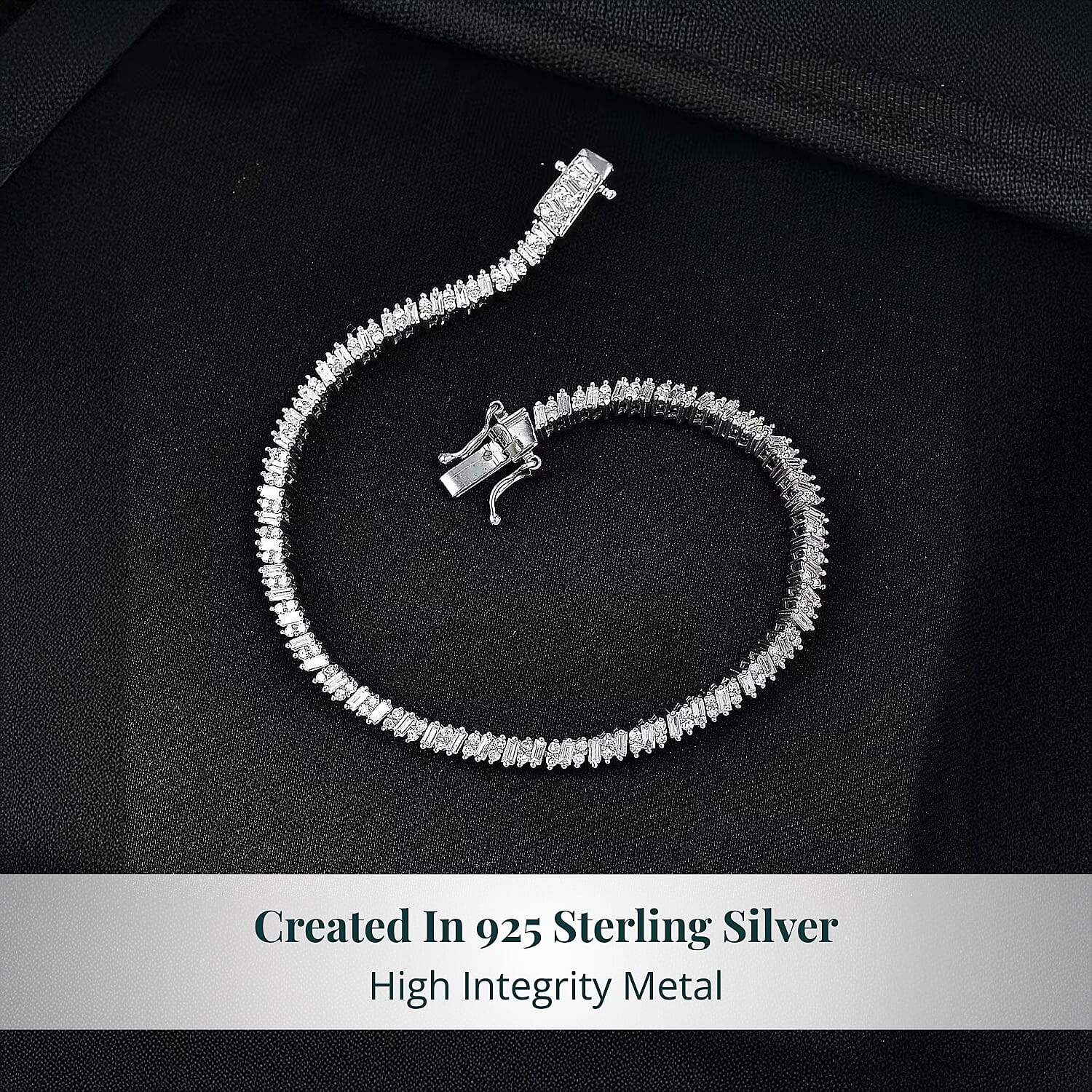 Luxuriant Lab Grown Diamond G-H SI 3.50 ctw Matrix Line Bracelet in Rhodium Over Sterling Silver (8.00 In)