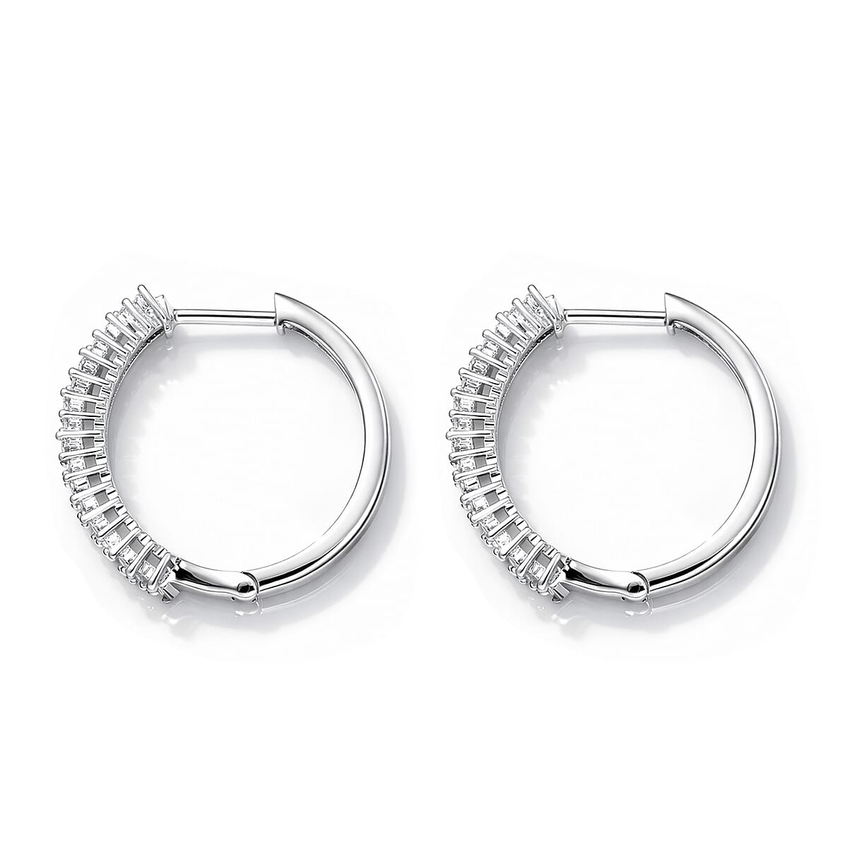 Luxuriant Lab Grown Diamond G-H SI 1.00 ctw Matrix Line Earrings in Rhodium Over Sterling Silver image number 3