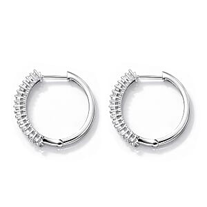 Luxuriant Lab Grown Diamond G-H SI 1.00 ctw Matrix Line Earrings in Rhodium Over Sterling Silver