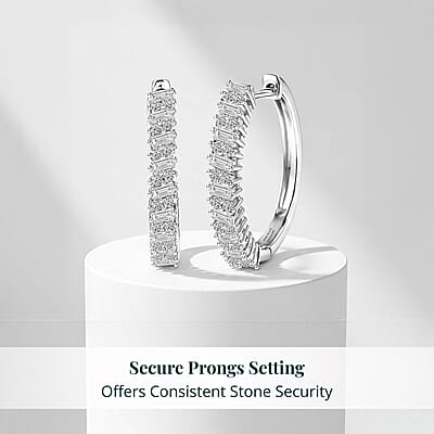Luxuriant Lab Grown Diamond G-H SI 1.00 ctw Matrix Line Earrings in Rhodium Over Sterling Silver