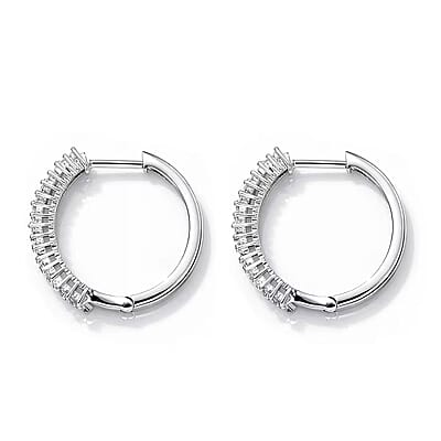Luxuriant Lab Grown Diamond G-H SI 1.00 ctw Matrix Line Earrings in Rhodium Over Sterling Silver