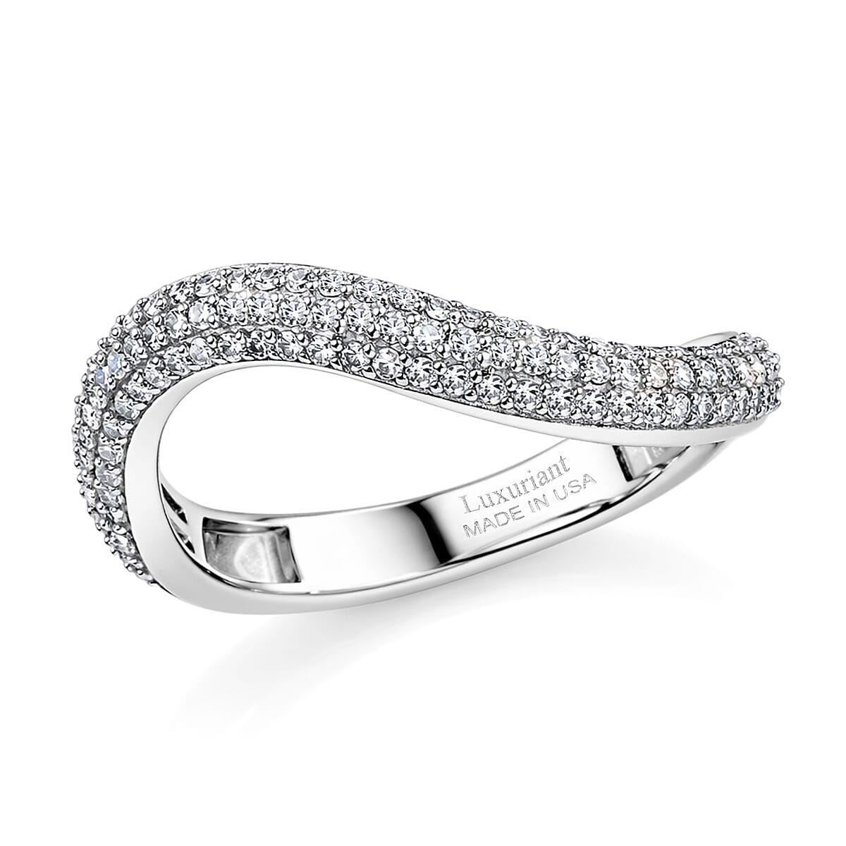 Luxuriant Lab Grown Diamond G-H SI 0.50 ctw Matrix Wave Ring in Rhodium Over Sterling Silver (Size 10.0)