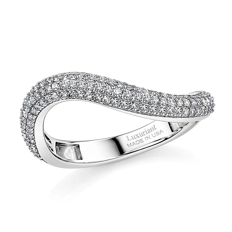 Luxuriant Lab Grown Diamond G-H SI 0.50 ctw Matrix Wave Ring in Rhodium Over Sterling Silver (Size 10.0)
