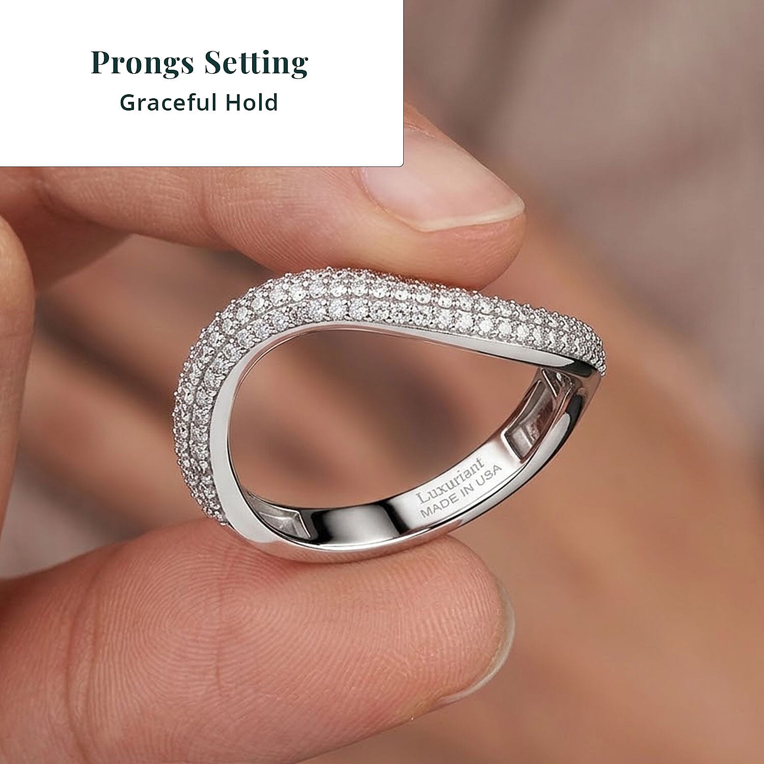 Luxuriant Lab Grown Diamond G-H SI 0.50 ctw Matrix Wave Ring in Rhodium Over Sterling Silver (Size 10.0)