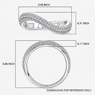 Luxuriant Lab Grown Diamond G-H SI 0.50 ctw Matrix Wave Ring in Rhodium Over Sterling Silver (Size 10.0)
