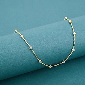 Italian 14K YG Over and Sterling Silver Moon Cut Round Bead Chain Necklace (18 Inches) (1.2mm, 4 Grams)