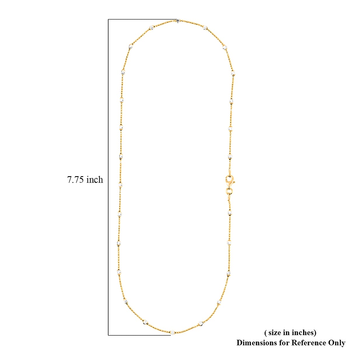 14K YG Over and Sterling Silver Moon Cut Round Bead Chain Necklace (18 Inches) (1.2mm, 4 Grams) image number 6