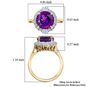 Certified AAA Moroccan Amethyst, Diamond Halo Ring in 10K Yellow Gold 4.34 ctw (Size  6.0)