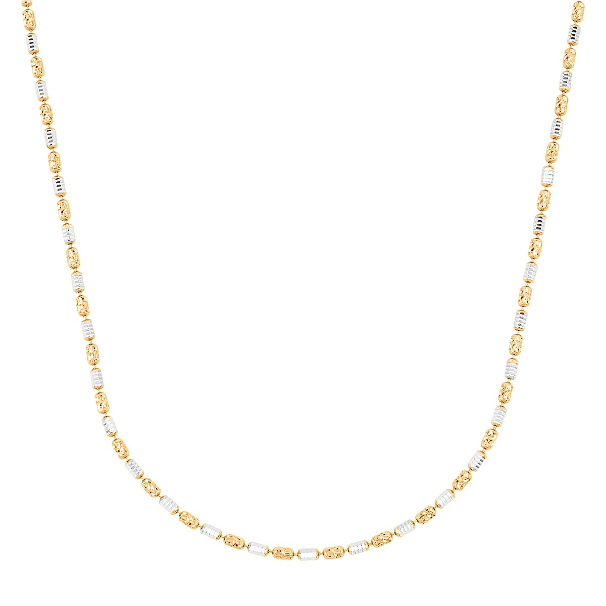 Doorbuster Made in Italy 14K YG Over and Sterling Silver Typhoon Fancy 2mm Chain Necklace 18 Inches 5.19 Grams image number 3