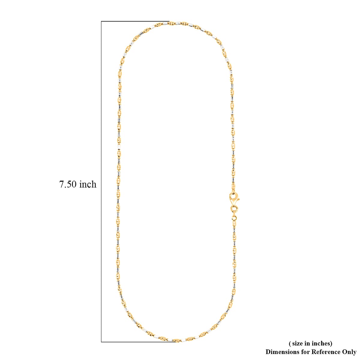 Doorbuster Made in Italy 14K YG Over and Sterling Silver Typhoon Fancy 2mm Chain Necklace 18 Inches 5.19 Grams image number 6