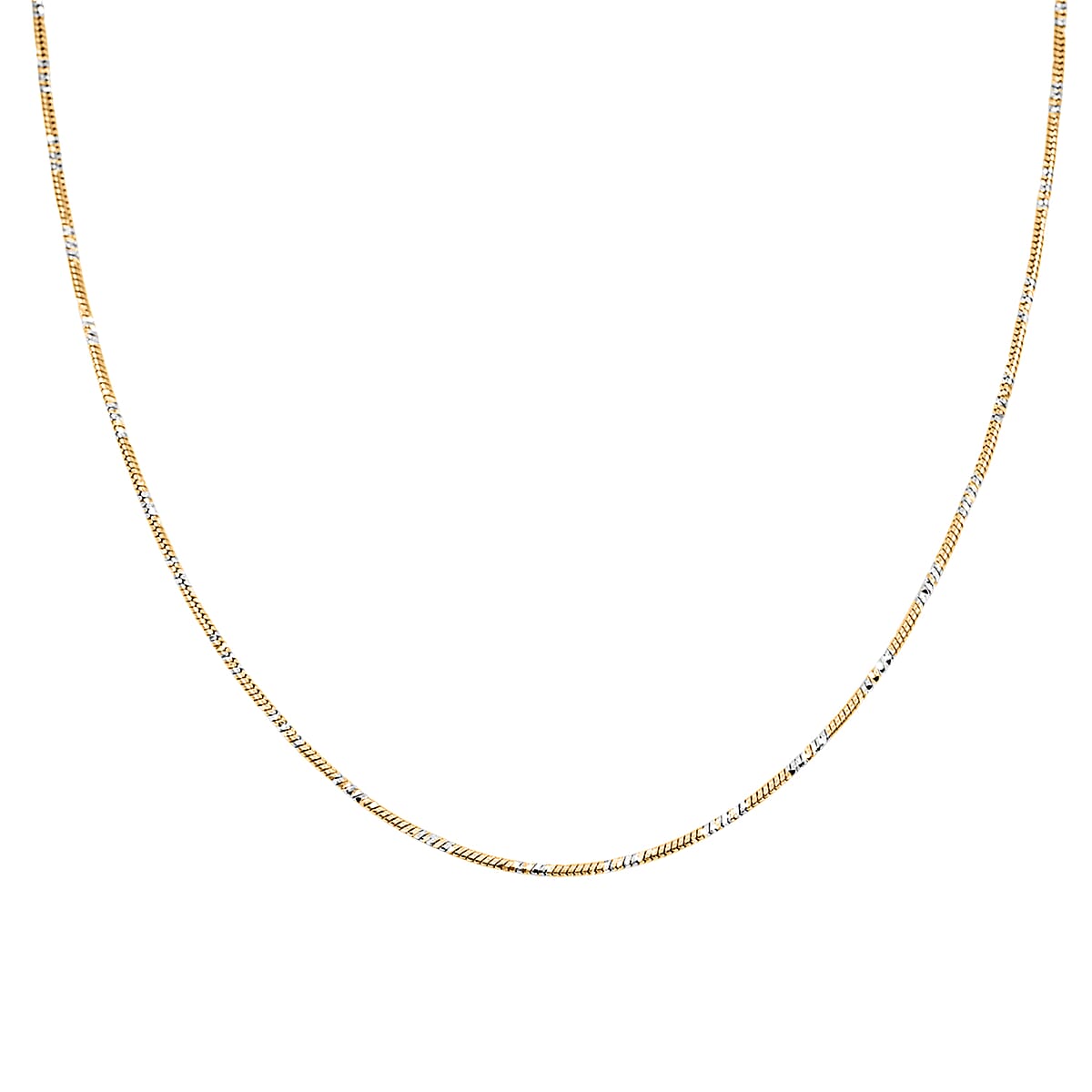 Doorbuster Made in Italy 14K YG Over and Sterling Silver Snake Round Brite 1mm Chain Necklace 18 Inches 3.60 Grams image number 3