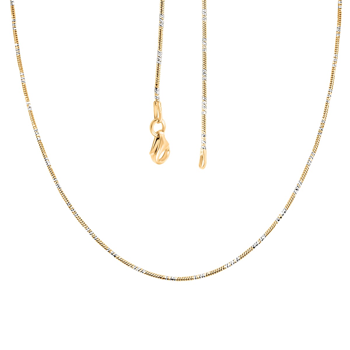 Doorbuster Made in Italy 14K YG Over and Sterling Silver Snake Round Brite 1mm Chain Necklace 18 Inches 3.60 Grams image number 4