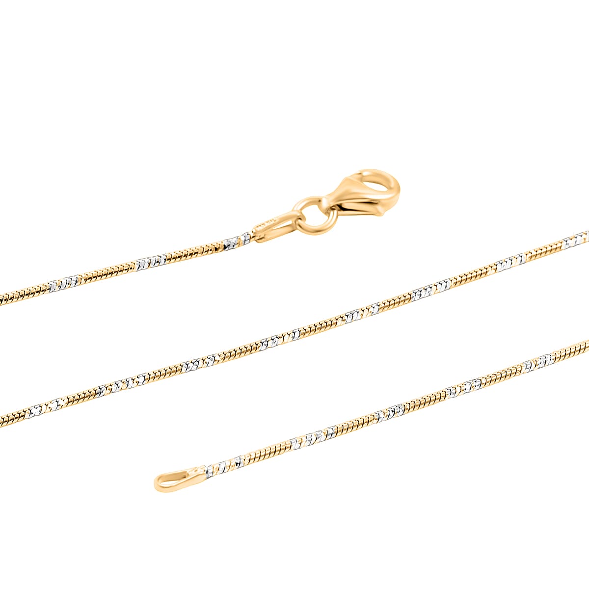 Doorbuster Made in Italy 14K YG Over and Sterling Silver Snake Round Brite 1mm Chain Necklace 18 Inches 3.60 Grams image number 5