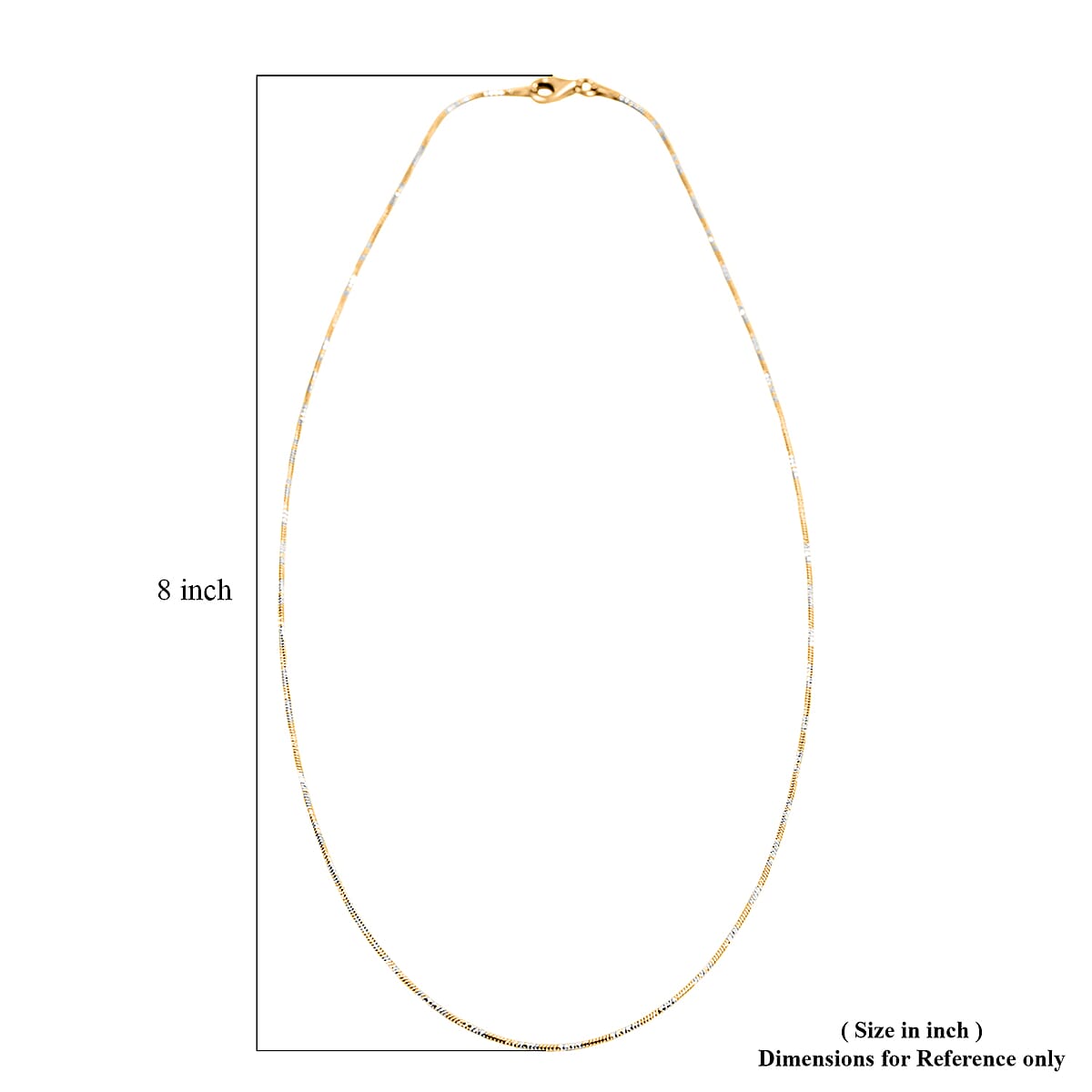 Doorbuster Made in Italy 14K YG Over and Sterling Silver Snake Round Brite 1mm Chain Necklace 18 Inches 3.60 Grams image number 6