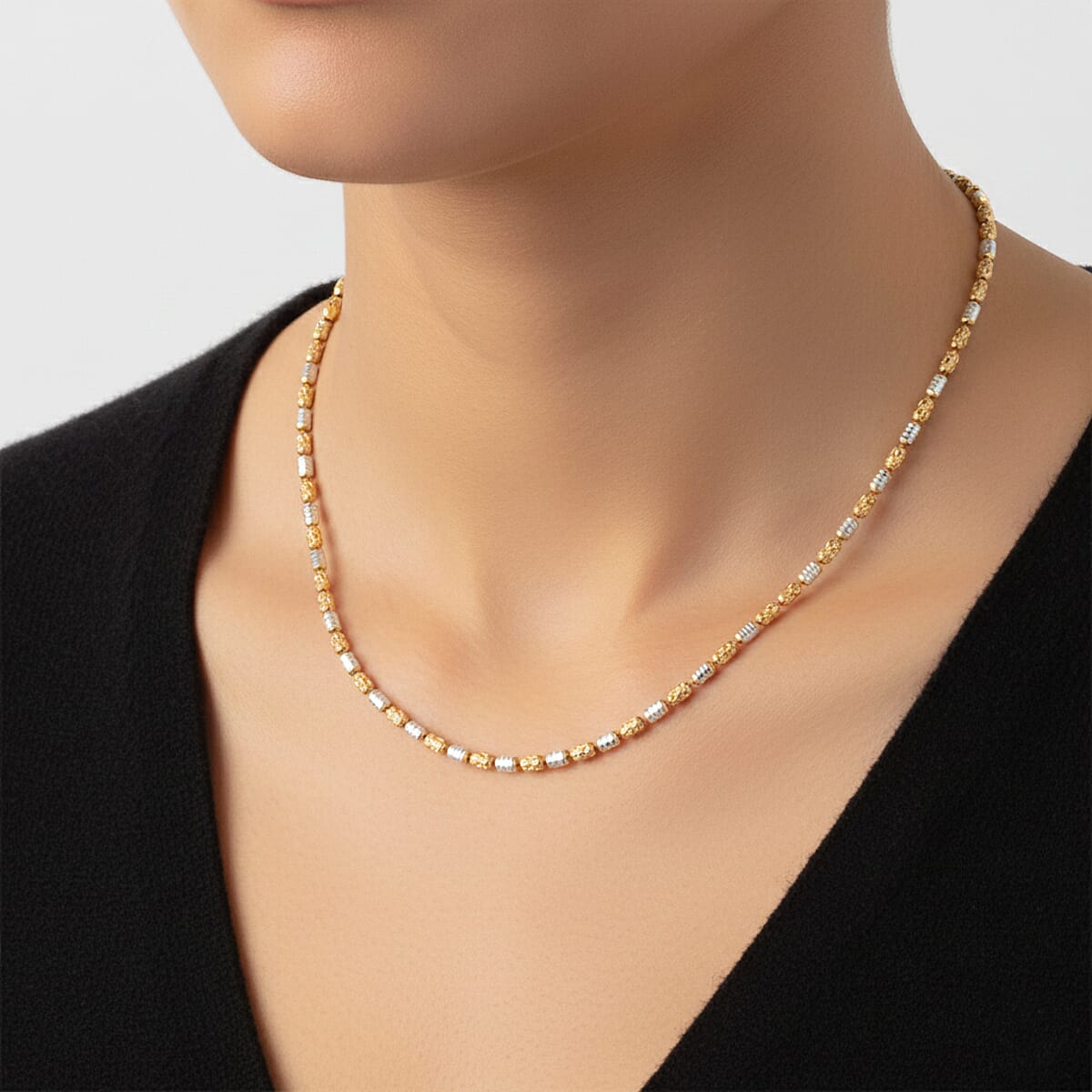 Doorbuster Made in Italy 14K YG Over and Sterling Silver Typhoon Fancy 2mm Chain Necklace 20 Inches 6.31 Grams image number 2