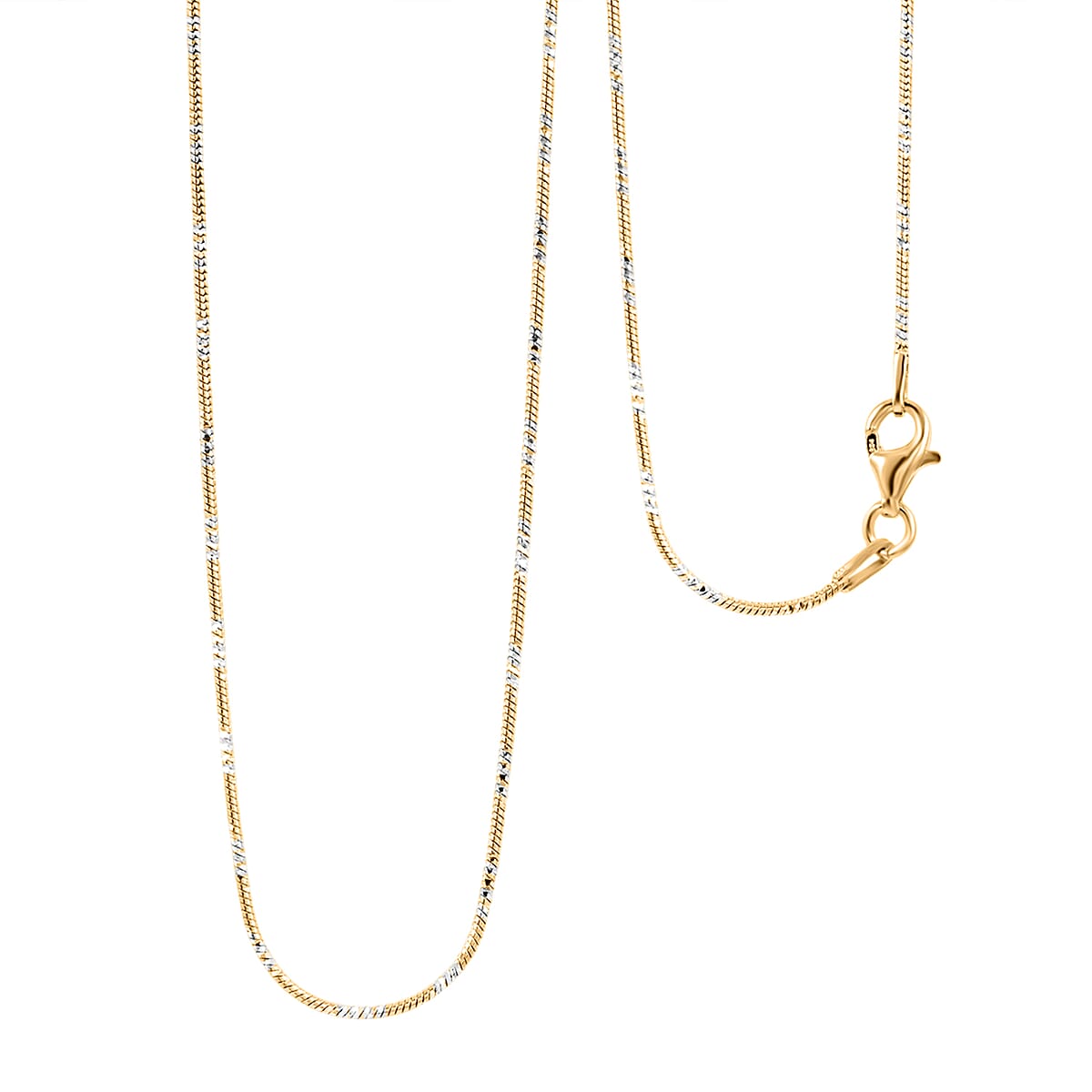 Doorbuster Made in Italy 14K YG Over and Sterling Silver Snake Round Brite 1mm Chain Necklace 20 Inches 4 Grams image number 0