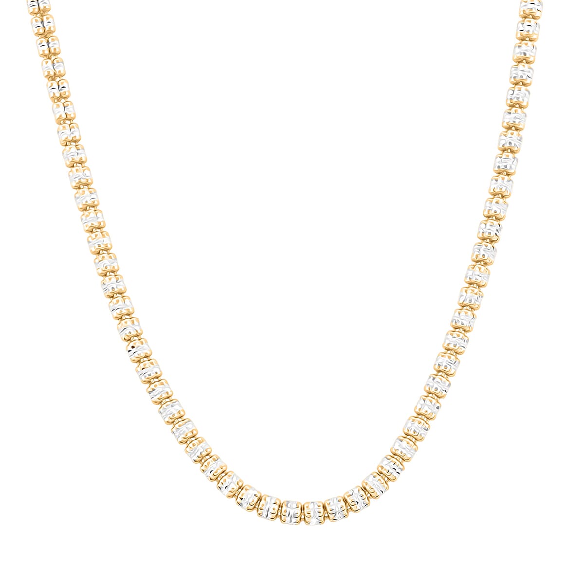 Doorbuster Italian 14K YG and Rhodium Over Sterling Silver Diamond Cut ICE Round Chain 3 Row Necklace 22 Inches 22.45 Grams image number 4