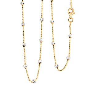Doorbuster 14K YG Over and Sterling Silver Moon Cut Station Bead 1.2mm Chain Necklace 24 Inches 5.18 Grams