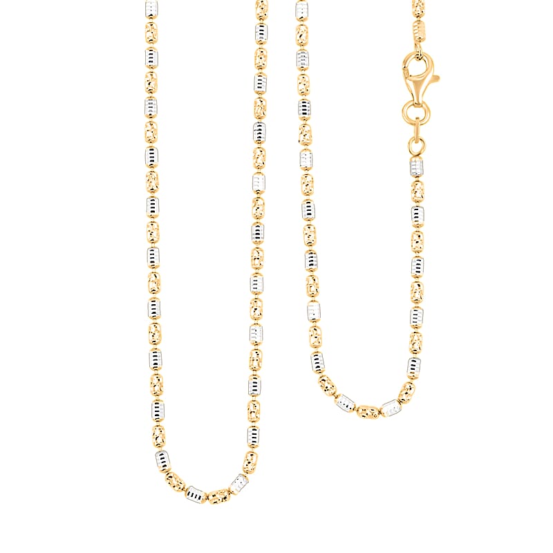 Made in Italy 14K YG Over and Sterling Silver Typhoon Fancy 2mm Chain Necklace 24 Inches 7.46 Grams
