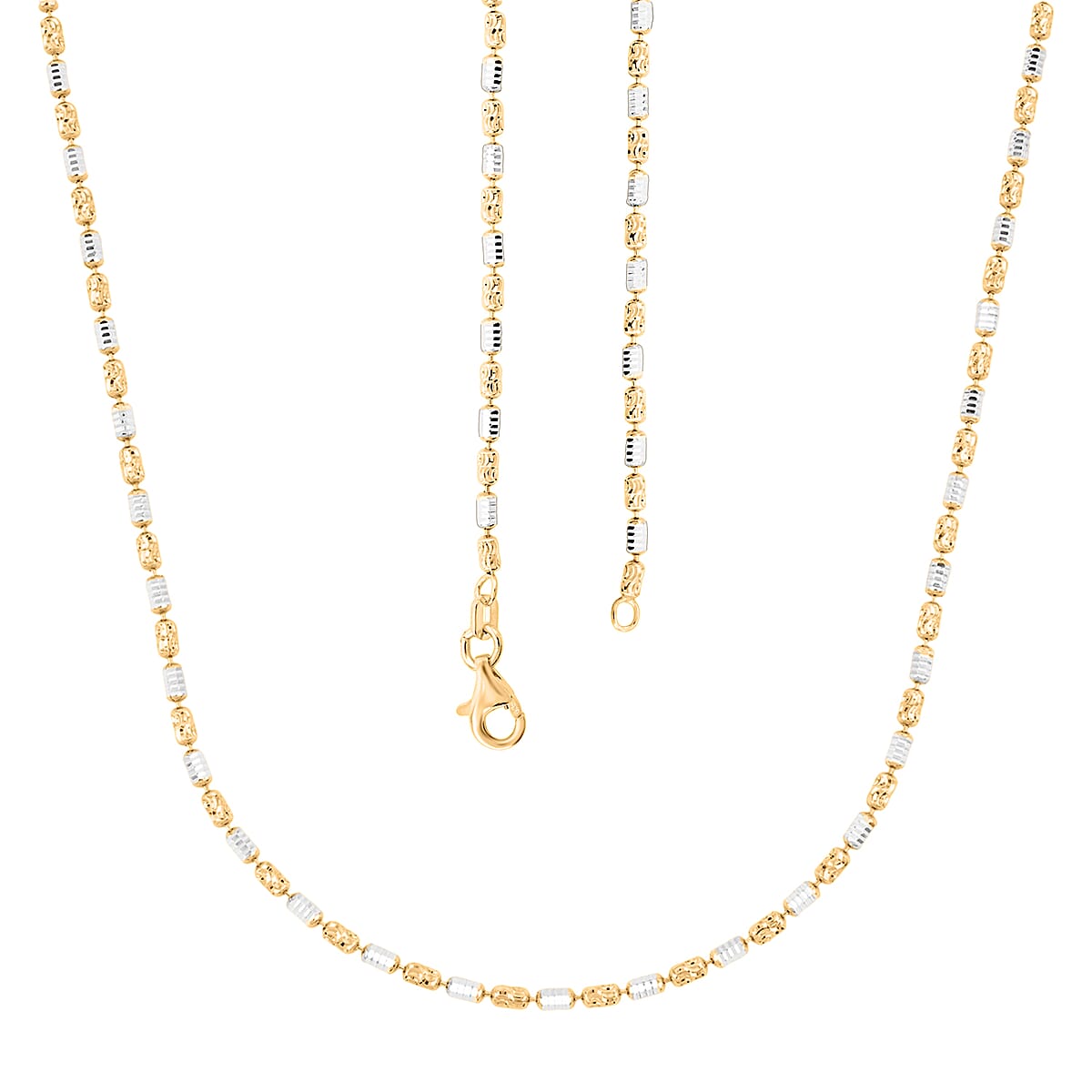 Doorbuster Made in Italy 14K YG Over and Sterling Silver Typhoon Fancy 2mm Chain Necklace 24 Inches 7.46 Grams image number 4