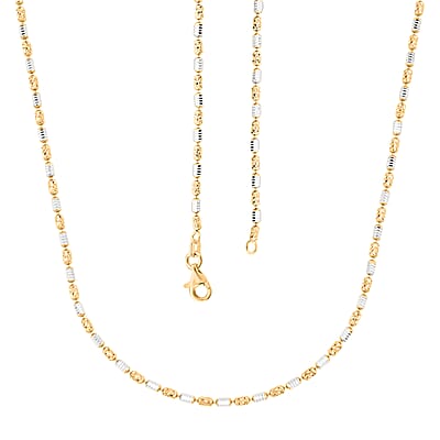 Made in Italy 14K YG Over and Sterling Silver Typhoon Fancy 2mm Chain Necklace 24 Inches 7.46 Grams