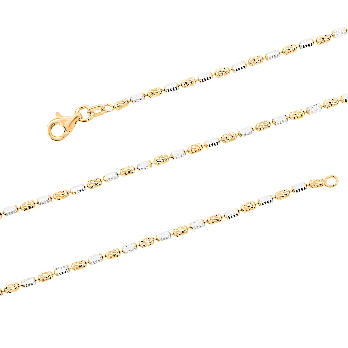 Doorbuster Made in Italy 14K YG Over and Sterling Silver Typhoon Fancy 2mm Chain Necklace 24 Inches 7.46 Grams image number 5