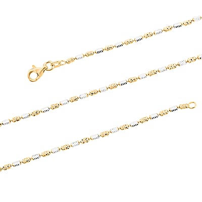 Made in Italy 14K YG Over and Sterling Silver Typhoon Fancy 2mm Chain Necklace 24 Inches 7.46 Grams