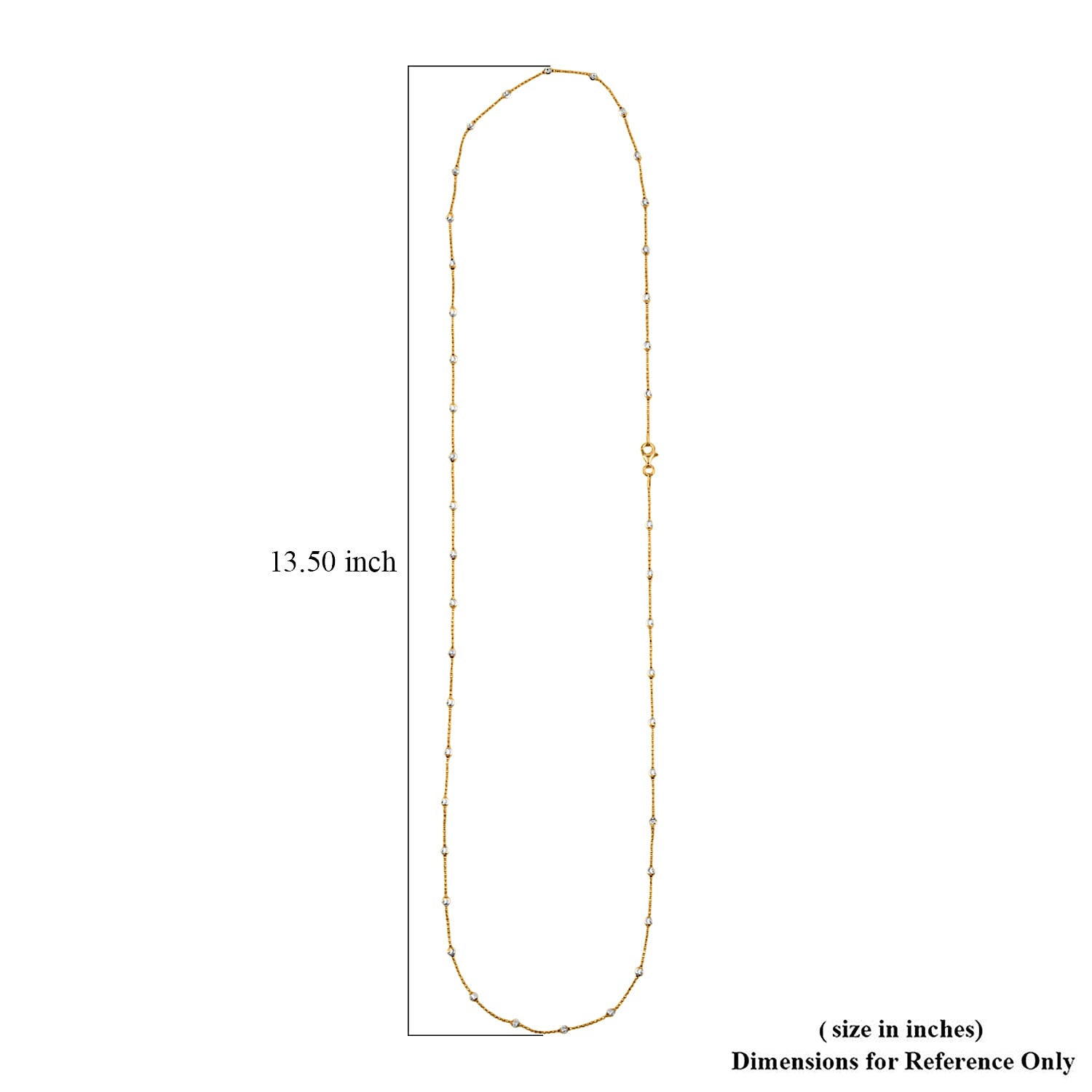 Italian 14K YG Over and Sterling Silver Moon Cut Station Bead Chain Necklace (30 Inches) (1.2mm, 6.48 Grams)