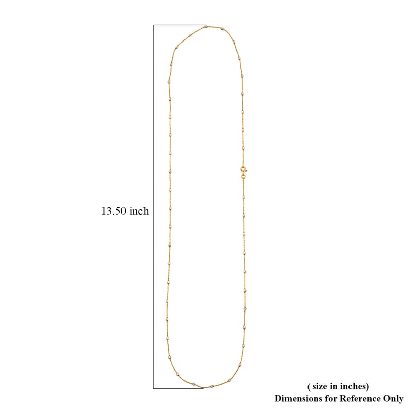 Italian 14K YG Over and Sterling Silver Moon Cut Station Bead Chain Necklace (30 Inches) (1.2mm, 6.48 Grams)