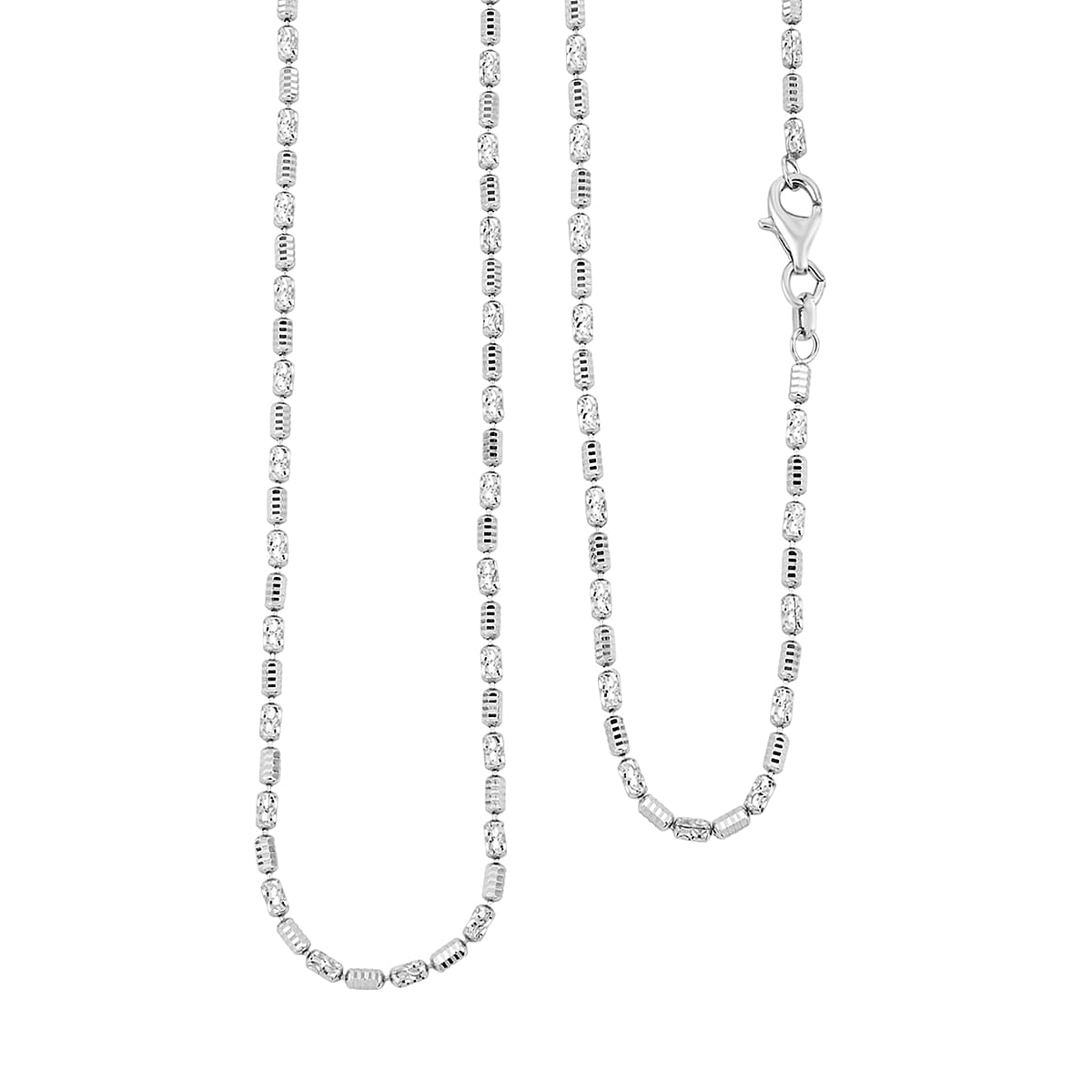 Doorbuster Made in Italy Rhodium Over Sterling Silver 2mm Typhoon Fancy Chain Necklace 18 Inches 5.21 Grams image number 0