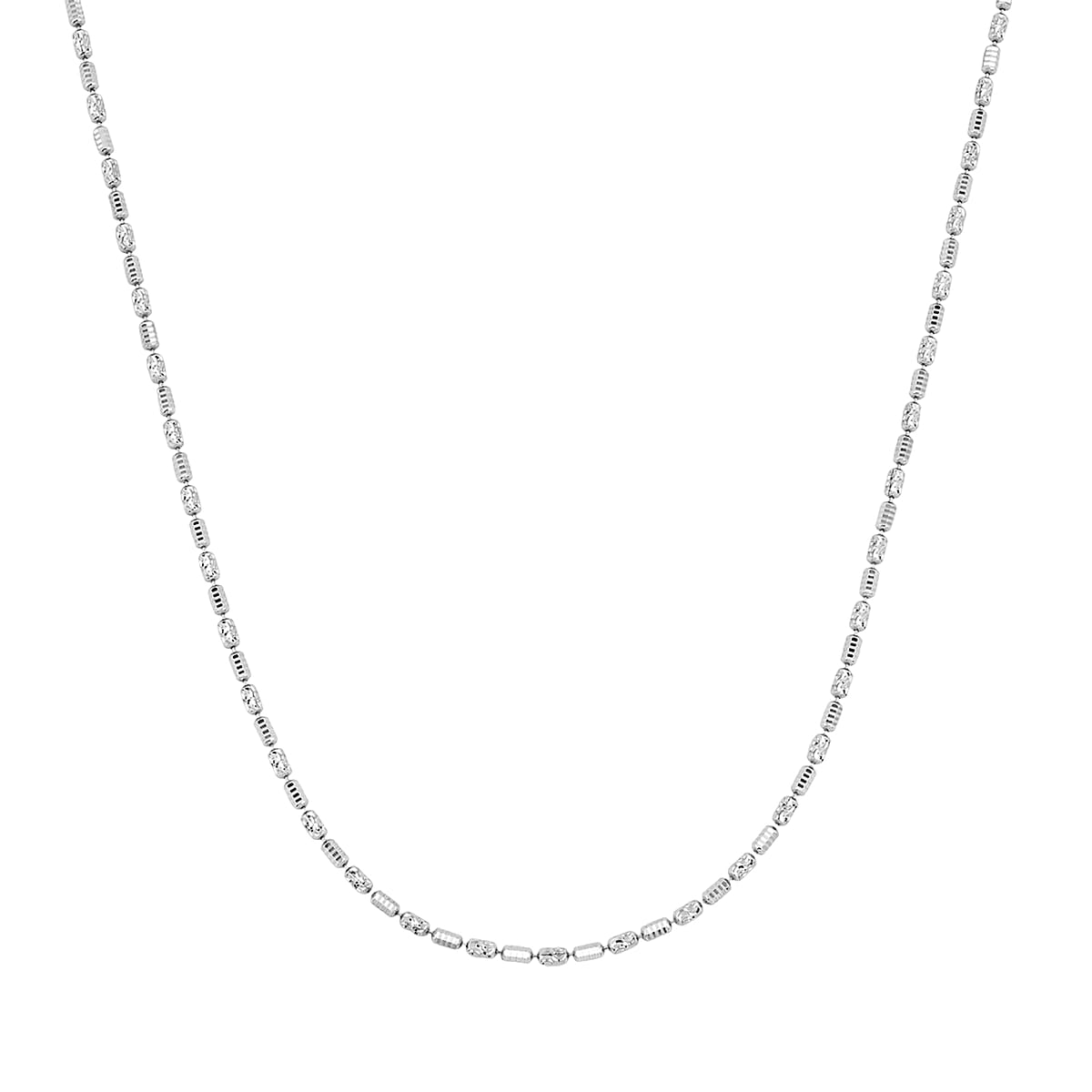 Doorbuster Made in Italy Rhodium Over Sterling Silver 2mm Typhoon Fancy Chain Necklace 18 Inches 5.21 Grams image number 3