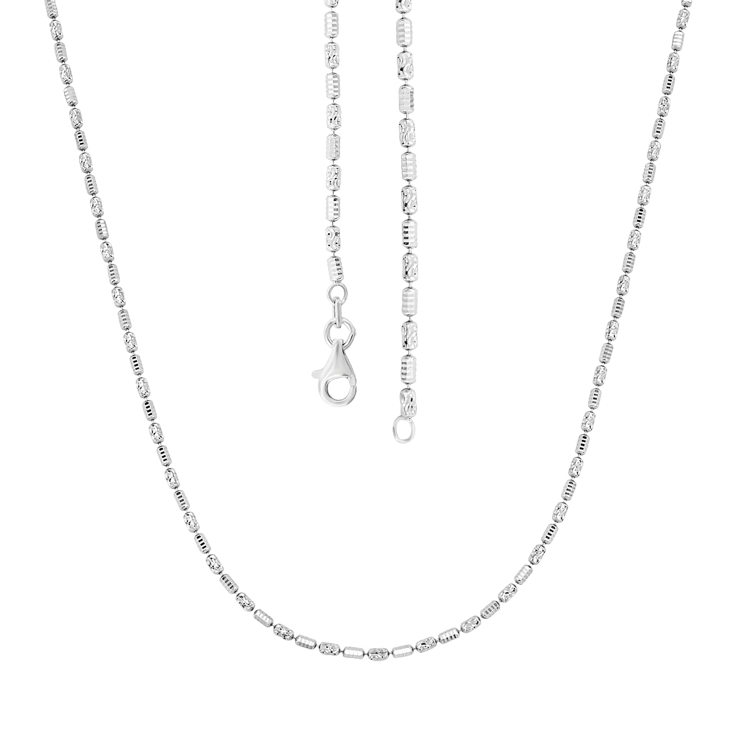  Made in Italy Rhodium Over Sterling Silver 2mm Typhoon Fancy Chain Necklace 18 Inches 5.21 Grams