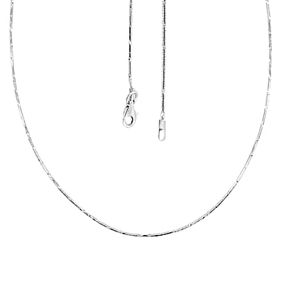  Italian Rhodium Over Sterling Silver 1mm Snake Square 8 Sided Diamond Cut Necklace 18 Inches 3.40 Grams
