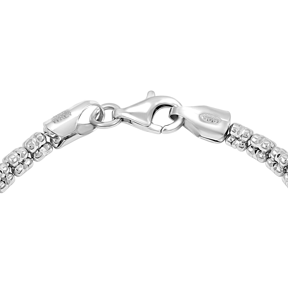 Italian Rhodium Over Sterling Silver Diamond Cut ICE Round Chain 3 Row Necklace 17 Inches 18 Grams image number 2