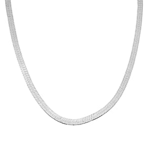 Doorbuster Italian Herringbone Necklace in Rhodium Over Sterling Silver 20 Inches 6.44 Grams