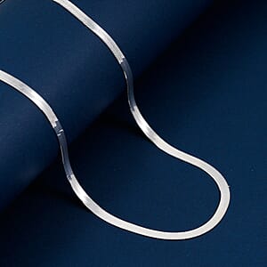  Italian Herringbone Necklace in Rhodium Over Sterling Silver 20 Inches 6.44 Grams