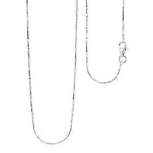 Doorbuster Made in Italy Rhodium Over Sterling Silver 1mm Snake Square 8 Sided Diamond Cut Necklace 20 Inches 3.60 Grams