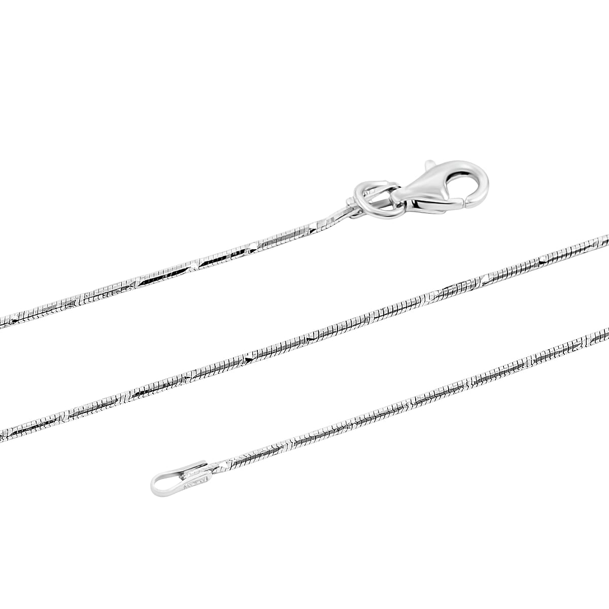 Doorbuster Made in Italy Rhodium Over Sterling Silver 1mm Snake Square 8 Sided Diamond Cut Necklace 20 Inches 3.60 Grams image number 5