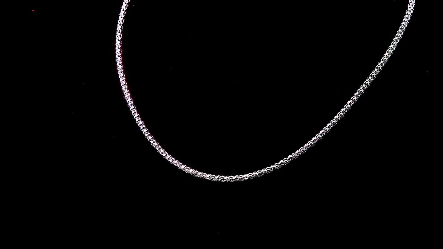 Rhodium Over Sterling Silver 3mm Popcorn Coreana Chain Necklace 20 Inches 7.48 Grams