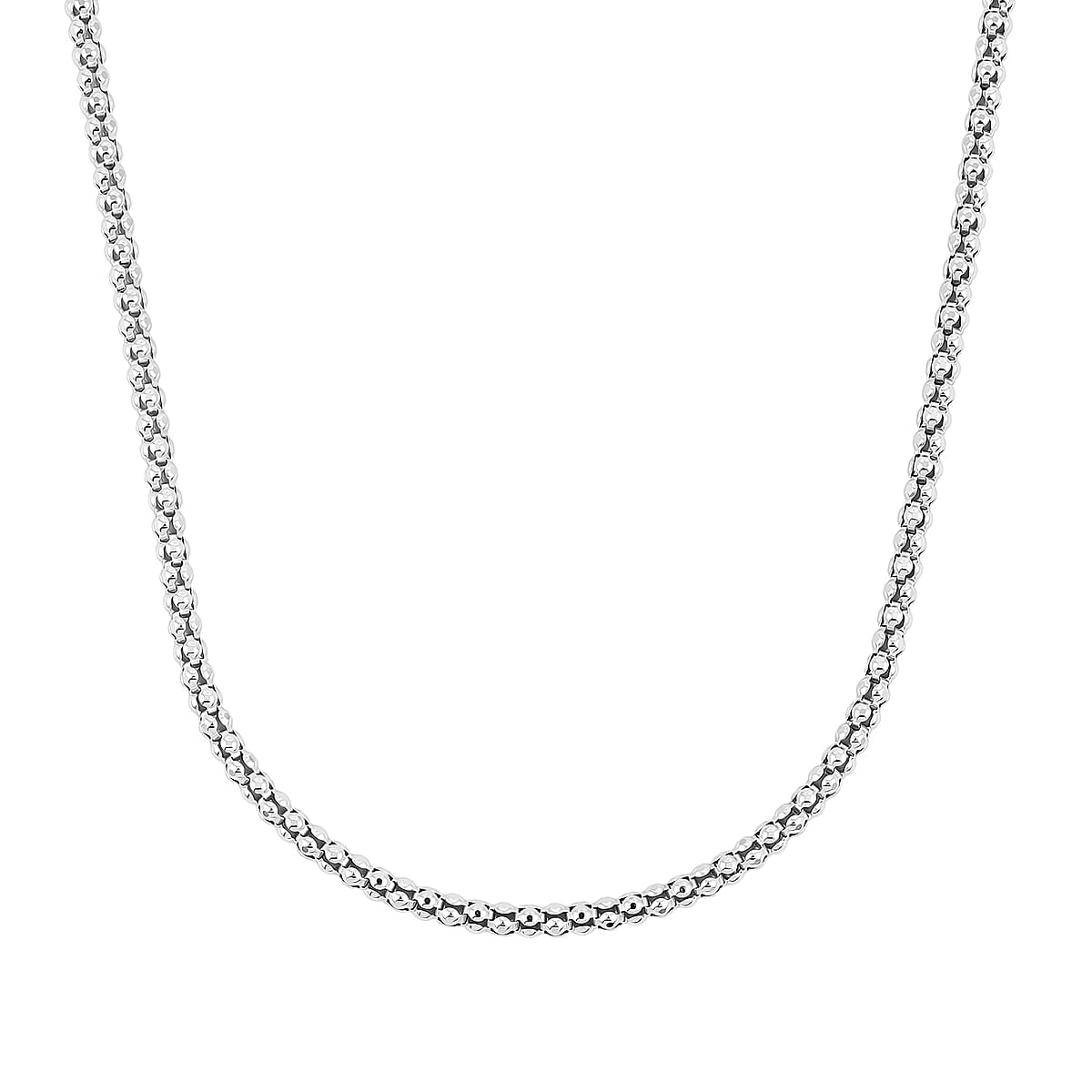 Doorbuster Rhodium Over Sterling Silver 3mm Popcorn Coreana Chain Necklace 20 Inches 7.48 Grams image number 3