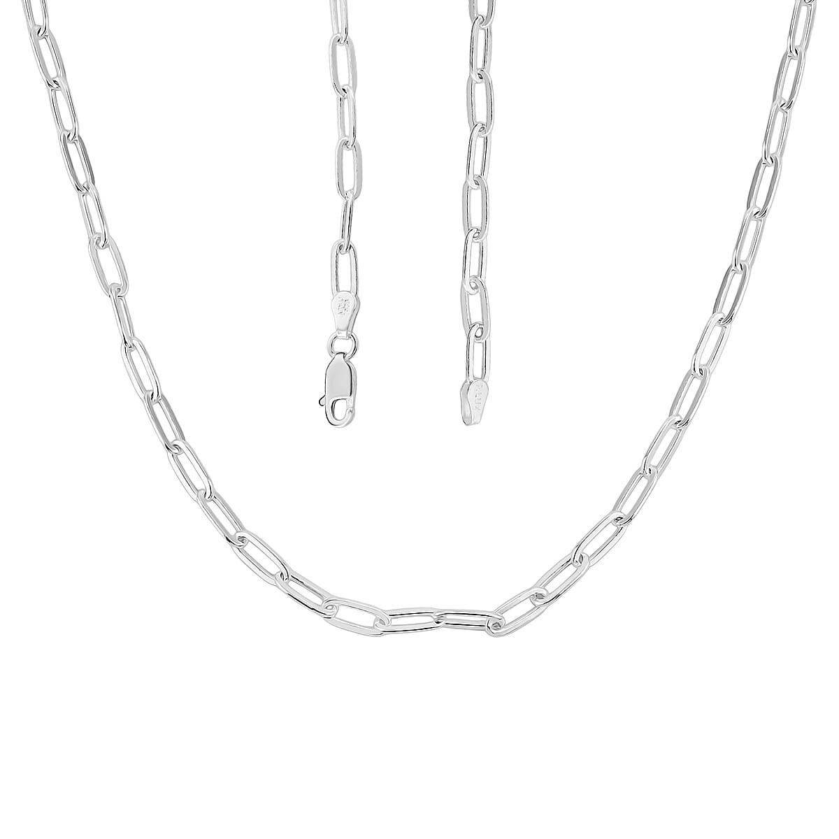 Italian Sterling Silver 3.6mm Paperclip Chain Necklace 20 Inches 10.50 Grams image number 4