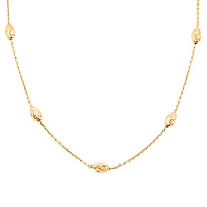 Italian 14K Yellow Gold Over Sterling Silver Moon Cut Oval Bead 3mm Chain Necklace 18 Inches 4 Grams