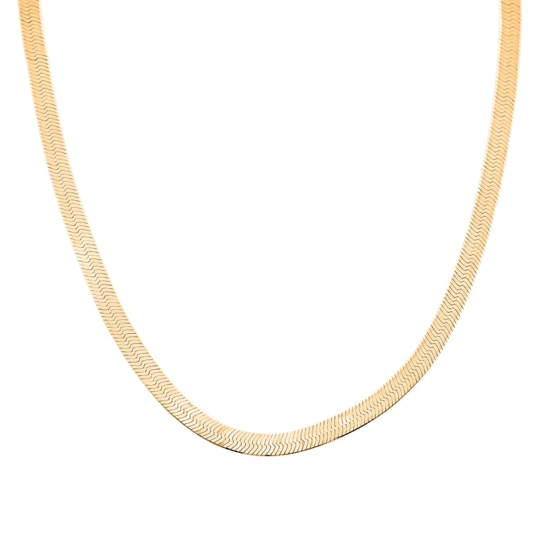 Italian 14K Yellow Gold Over Sterling Silver Herringbone Necklace 18 Inches 9.23 Grams