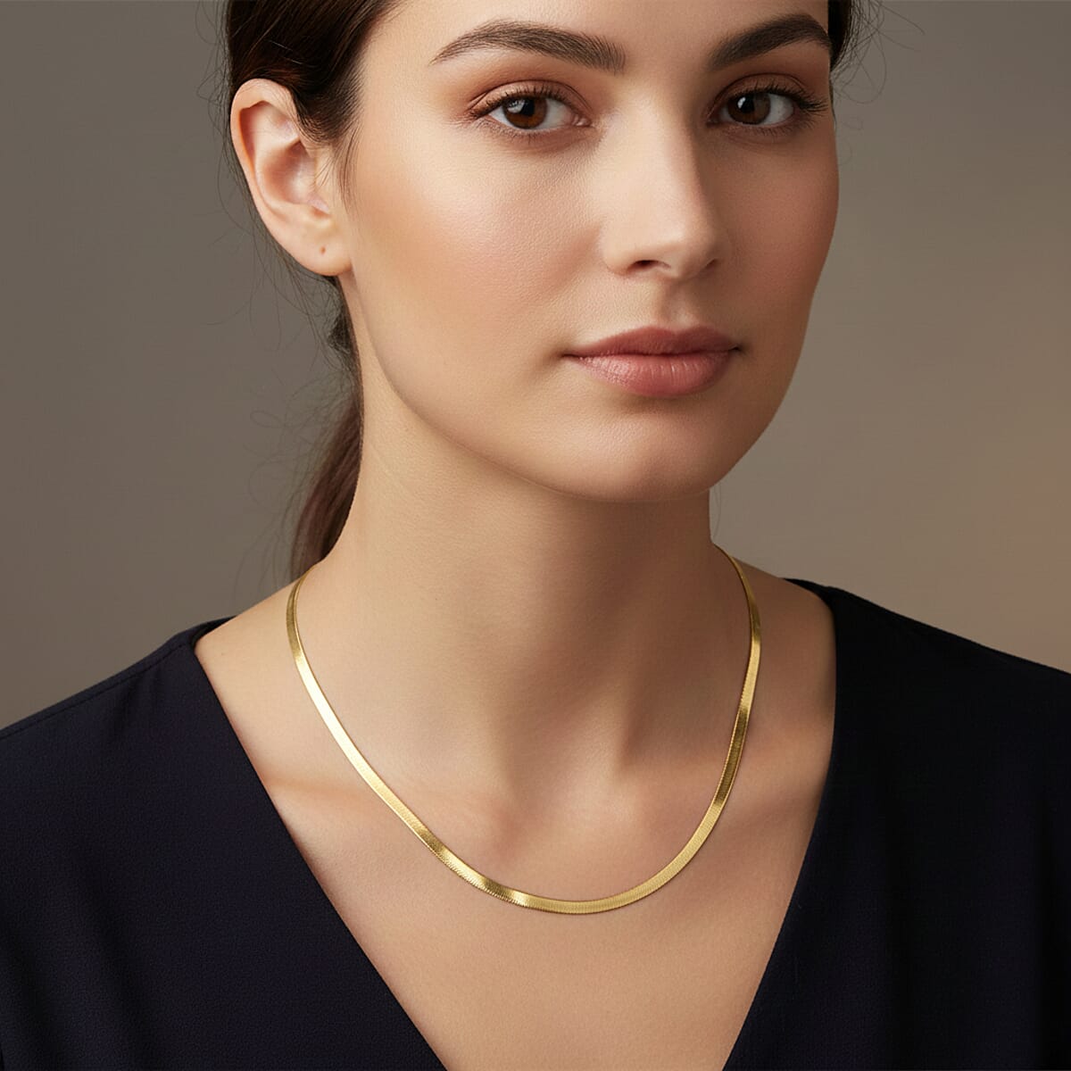 Doorbuster Italian 14K Yellow Gold Over Sterling Silver Herringbone Necklace 18 Inches 9.23 Grams image number 2