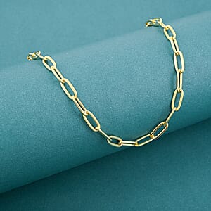 Italian 14K Yellow Gold Over Sterling Silver 3.6mm Paperclip Chain Necklace 18 Inches 9.36 Grams