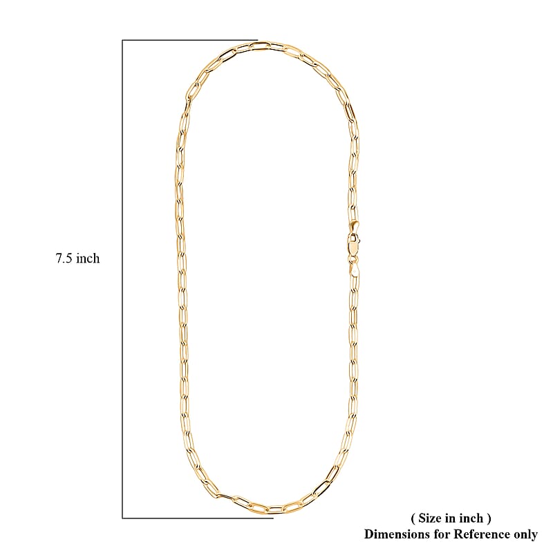 Italian 14K Yellow Gold Over Sterling Silver 3.6mm Paperclip Chain Necklace 18 Inches 9.36 Grams