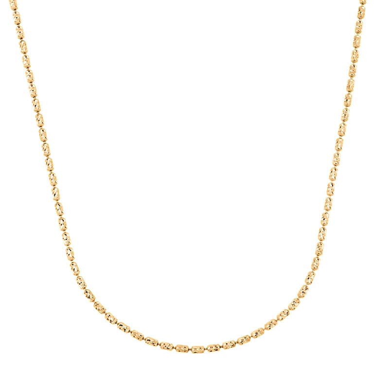 Italian 14K YG Over Sterling Silver Typhoon Fancy Diamond Cut 2mm Necklace 18 Inches 5.5 Grams